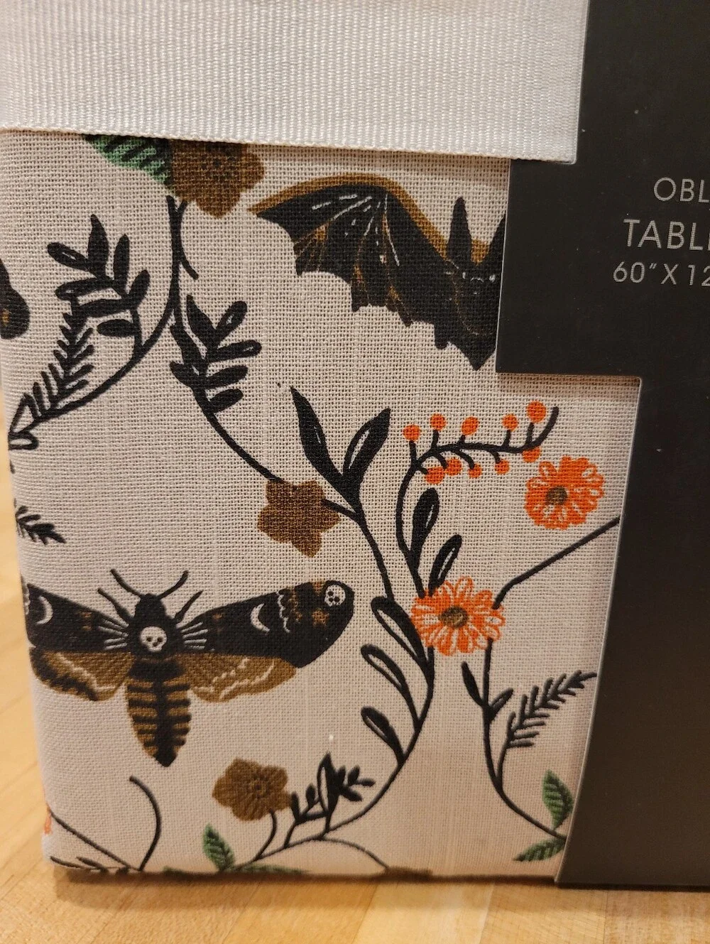 Cynthia Rowley Beige Tablecloth with Black, Orange & Green Halloween Motifs
